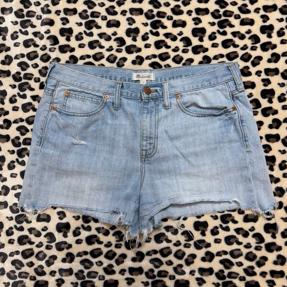 Madewell Distressed Boyshorts Cutoff Light Wash Denim Jean Shorts Size 30